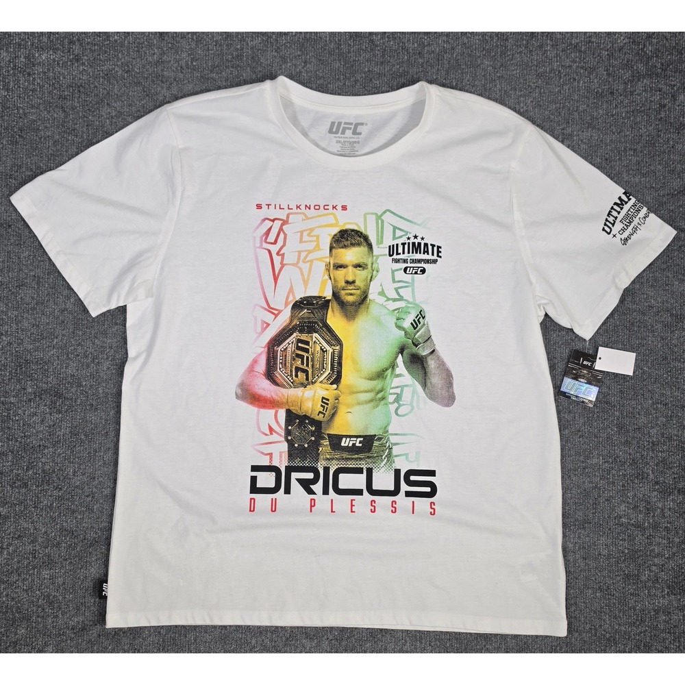 UFC Dricus Du Plessis Stillknocks White Graphic T-Shirt Mens 2XL New
